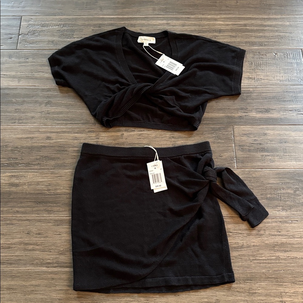 L*Space Black Knit Top & skirt set